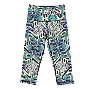 Victoria's Secret Capri Leggings Womens XS Green Printed Athletic Yoga Pull On